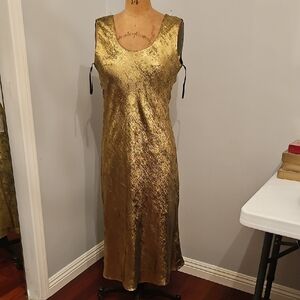 White House Black Market Gold Midi Dress Reversible